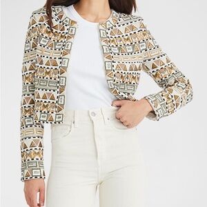 Veronica Beard Cropped Geometric Pattern Embroidered